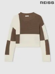 Reiss Brown Amie 13-14 yrs Colourblock-Intarsia Jumper with Wool and Alpaca (AK0950) | $120