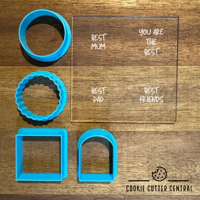 "BEST" Assorted Message Pack Acrylic Debosser & Mini Cookie Cutter Set