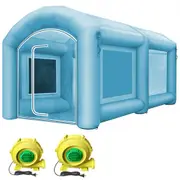 VEVOR Inflatable Spray Booth Tent 13 x 8 x 7FT Inflatable Paint Booth Tent Car Paint Booth Giant Workstation 210D Oxford Fabric With 2 High-Power Blow
