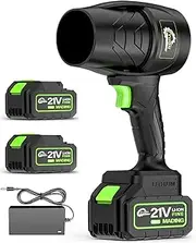 Electric Cordless Leaf Blower, 300000RPM Handheld Leaf Blower 2 Pcs Batteries and Charger Included, Electric Leaf Blower for Patio Cleaning, Lawn Care, Blowing Leaves and Dust