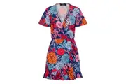Girls On Film Womens/Ladies Ford Mock Wrap Dress (Blue) (12 UK)