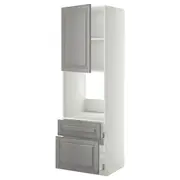 METOD / MAXIMERA hi cab f ov w dr/2 frnt/1 m/1 h drw, white/Bodbyn grey, 60x60x200 cm