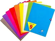 ClaireFontaine – Ref 293311AMZ – Polypropylene Squared Paper Notebook Pack of 9 48 Pages - Grands Carreaux Mixed Colours