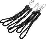 TEHAUX 6pcs Mobile Phone Straps Braided Lanyard Camera Strap Wrist Lanyard Waterproof Mini Camera Keychain Ski Glove Leash USB Keychain Retractable Badge Holders Lost Rope Plastic Black