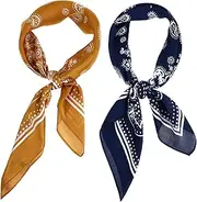 [AOKWAWALIY] 2pcs Scarf Neck Hair Scarves Bufanda Para Mujer Neck Scarves Kerchief Scarves for Women Hair Decorations Satin Lined Turbans for Women Fashion Scarves Ladies Scarves Silk