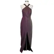 Aidan Mattox Women's Formal Dress Size 6 Purple Sleeveless Cut Out Column Gown