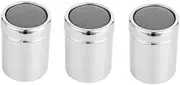 LIFKOME 3Pcs Stainless Steel Seasoning Shaker Cooking Powder Can for Icing Sugar Cocoa Pepper Dust Kitchen Tools for Baking Cooking