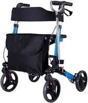 Walker,4 Wheel Walking Frame, Foldable, Wheel Rollator Walker with Padded Seat, Ergonomic Handles, and Carry Bag, Elderlyauxiliary Supplies,Multipurpose Little Surprise