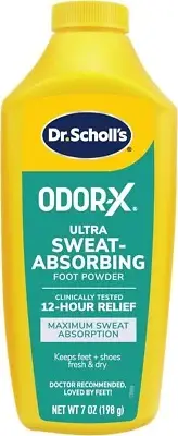 Dr. Scholl's ULTRA-SWEAT ABSORBING FOOT POWDER, 7 oz - Maximum Sweat Absorption