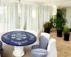 36" Blue Lapis Stone Side Sofa Coffee Table Handmade Modern Art Cafeteria Desk