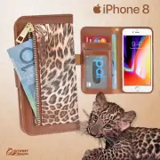 Leopard Zip Wallet Bag ID Card Flip Leather Case Cover For iPhone 8 / iPhone SE2