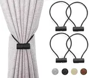 4Pcs Strong Magnetic Curtain Tiebacks Outdoor Elegant Decorative Tie Backs Modern Rope Tiebacks for Drapes Strong Magnet Curtain Holdbacks(Black)