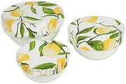 DII Reusable Cloth Bowl Cover Collection Machine Washable, Cotton with Elastic Stretch for Food Storage, 10.25"/8.25"/7.5" Diameter, Lemon Bliss Print, 3 Piece