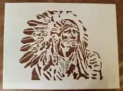 Brand New Art Stencil INDIAN Chief Native Amercan Large 7.5" X 8.75" Reusable