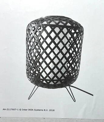 NEW Ikea GOTTORP Black Bamboo 9x13" Handmade LED Table Lamp Light 404.409.45