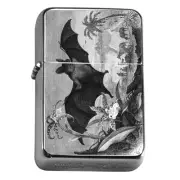 Windproof Refillable Flip Top Oil Lighter Vampire Bat D3 Blood Sucker Night