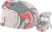 [YTYVAGT] 2-Pc,Gourd-Shaped Working Cap,Fisherman Hat with Buttons and Cotton Sweatband,Colored Cloud Unicorn