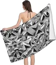 VPPUR Silver Geometric Figure Print Camping Bath Towel 52 x 32 in Soft Highly Absorbent Quick Dry Towels for Bathroom