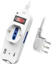 Ewent Desktop and Wall Socket with 3 Sockets (2ITA/Schuko) and 1 USB-A Port and 1 USB-C Port, On/Off Switch, 2500 W, Protection Against Surge and Children, IT10A Plug and 1.5 m Cable,