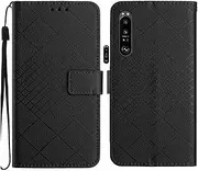 Compatible with Sony Xperia 1 VI 5G (2024) Case,Compatible with Sony Xperia 1 VI 5G (2024) Kickstand Flip Card Slots PU Leather Phone Cover Black