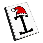 Letter I Christmas Hat Passport Holder Cover Case Red Santa Father Kids Alphabet