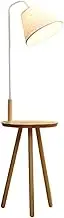 Standing Lamp Log Storage Floor Lamp Wood Standing Lamp with Led Fabric Lampshade Movable Suitable for Living Room Dining Room Study Bedroom Bathroom Bedroom Lamp