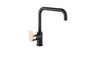 VITO BERTONI EEVA Round Kitchen Mixer Tap - Square Neck Swivel - Matte Black with Copper