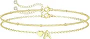 [Anasantiagoana] Gold Layered Bracelet Personalized Initial Letter Jewellry for Women