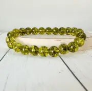Natural Olive Peridot 8mm Beads Healing Reiki Gemstone Handmade Stretch Bracelet