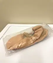 Ballet Dance Shoes Slippers - Pink/Light Tan Leather w/ Elastic Straps - Unisex