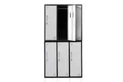 Fortia 6 Door Metal Storage Cabinet Lockers for Gym Office - Black and Grey