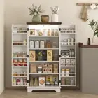 HOMCOM Kitchen Pantry Cabinet with Sensing LED Light Storage Cabinet White