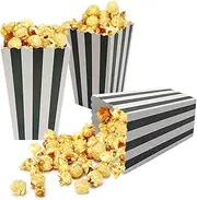 24 Pcs Popcorn Boxes Mini Paper Popcorn Box Cardboard Popcorn Container for Party, White/Black Stripes
