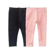 2 Okie Dokie Baby Girls Leggings Pants Size 9 Months PINK SPARKL/NAVY BLUE