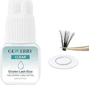 GEMERRY Cluster Lash Glue, Lash Extension Glue Clear Individual Lash Glue DIY Lash Glue for Eyelash Extensions Cluster Lash Bond Waterproof Adhesive Latex-Free Beginner Longwear 1-2 Weeks(Clear, 5ml)