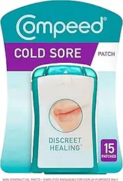 Compeed Cold Sore Discreet Healing Patch, 15 Patches, Cold Sore Treatment, More Convenient than Cold Sore Creams, Dimensions: 1.5cmx1.5cm