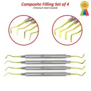 Set Of 4 Gold Tips Amalgam Composite Plastic Filling Instruments Restorative Kit