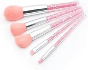 KAILIKETIY 5Pcs Transparent Handle Makeup Brush with Particles Liquid Foundation Powder Eyebrow Brushes Makeup Accessories for Women for Cosmetics Application