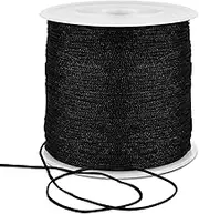 TONIFUL 1mm x 100 Yards Black Nylon Cord Satin String for Bracelet Jewelry Making Rattail Macrame Trim Cord Necklace Bulk Beading Thread Kumihimo Chinese Knot Craft