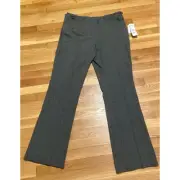 Anne Klein Womens Dress Career Waist Pants Gray Flat Front Pockets Zip 14 New