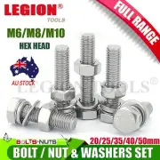 Hex Bolts Nuts Washers Set Kit Assortment M6 M8 M10 Hex Head with Storage BOX