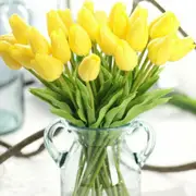 40Pcs Yellow Artificial Fake Flower Real Touch Tulips Bouquet Home Bridal Wedding