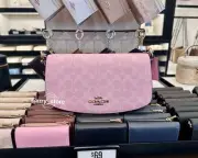 NWT Coach Andrea Shoulder Bag In Signature Canvas CV973 In Powder Pink