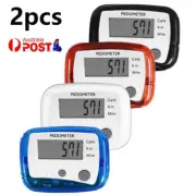 2pcs LCD Clip On Pedometer Step Walking Distance Calorie Counter Jogging Running