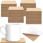 ZEONHAK 200 PCS 10 x 10cm/4 x 4 Inch Self Adhesive Cork Squares, 2mm Thick Square Cork Coasters Mats, Cork Backing Sheet for Coasters, DIY Crafts
