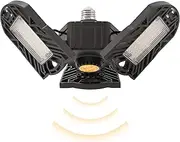 Motion Activated LED Garage Light E27 Ceiling Lights, Motion Sensor LED Workshop Light 5000LM Ultra Bright 360 Degrees 50W with 3 Adjustable Panels Triple LED Lighting for Garage Attic Basement
