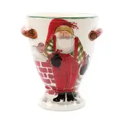 Vietri Old St. Nick Footed Urn with Chimney & Stockings