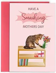 Asmallgf Cute Mothers Day Card from Cat, Best Cat Mom Mothers Day Gifts for Cat Lovers Owners, Have A Smashing Mothers Day Card