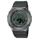 【CASIO 卡西歐】G-SHOCK 八角金屬錶殼 雙顯手錶(灰x綠_GM-2100B-3A)