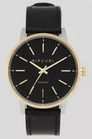 Rip Curl DRAKE LEATHER WATCH Mens Waterproof Watch New - 005MTI Black Gold